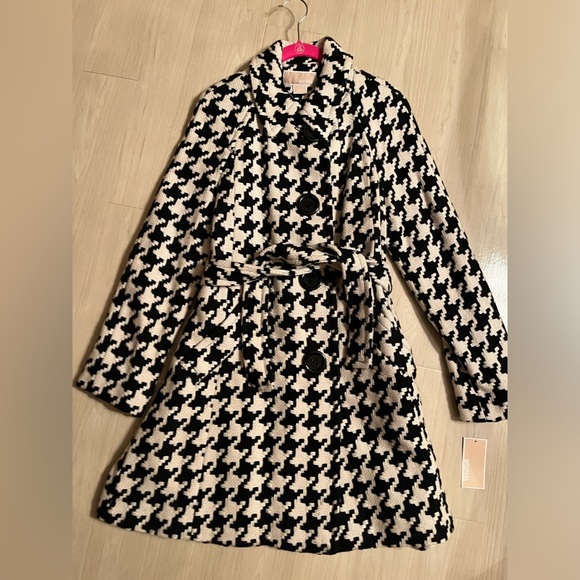 Michael Kors NWT LARGE HOUNDSTOOTH WRAP COAT 🖤🤍VERY RARE NWT COAT! - Picture 3 of 13